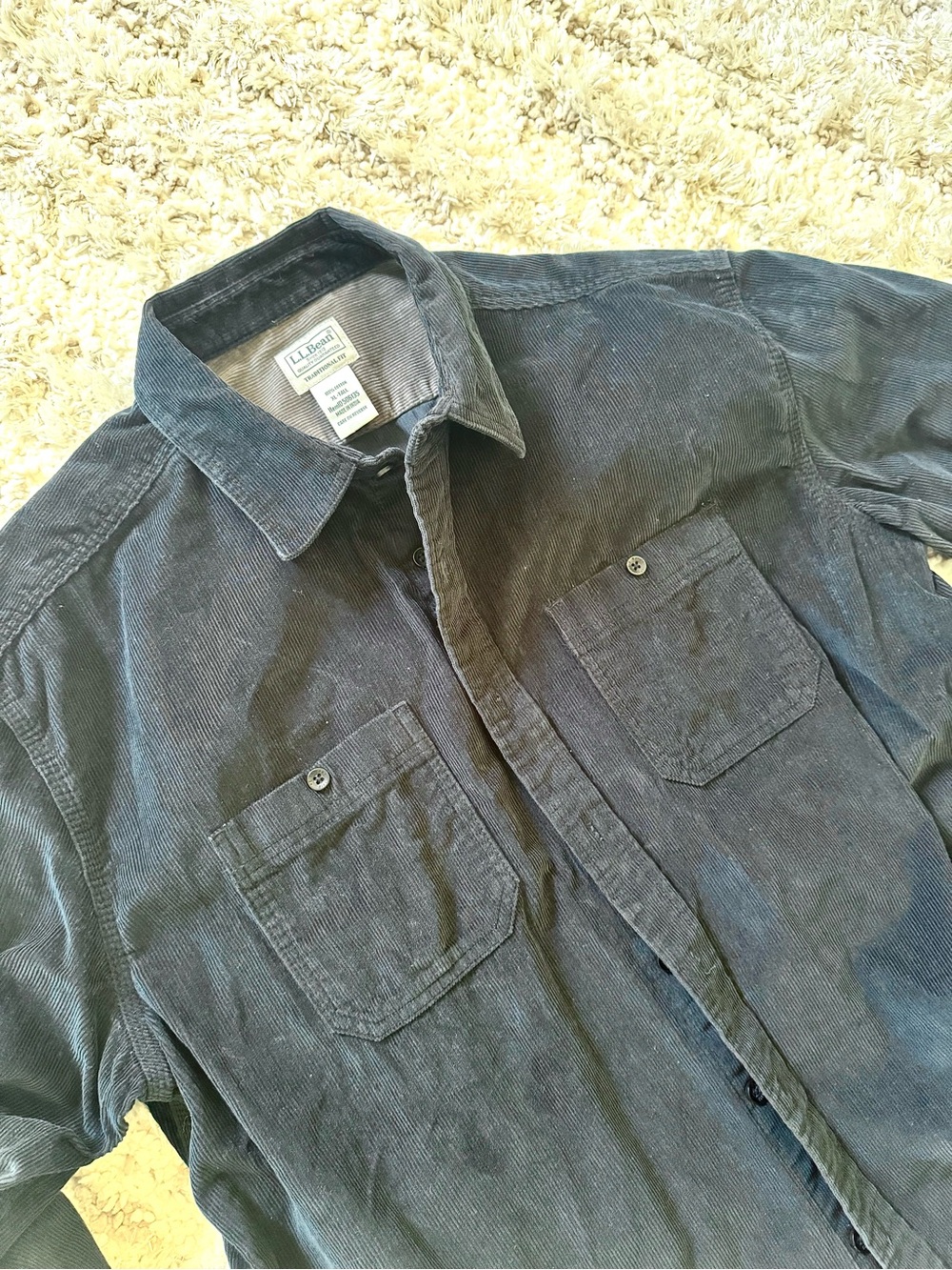 L.L. Bean Lakewashed Corduroy Men’s Twin-Pocket Traditional Button Shirt XL Tall